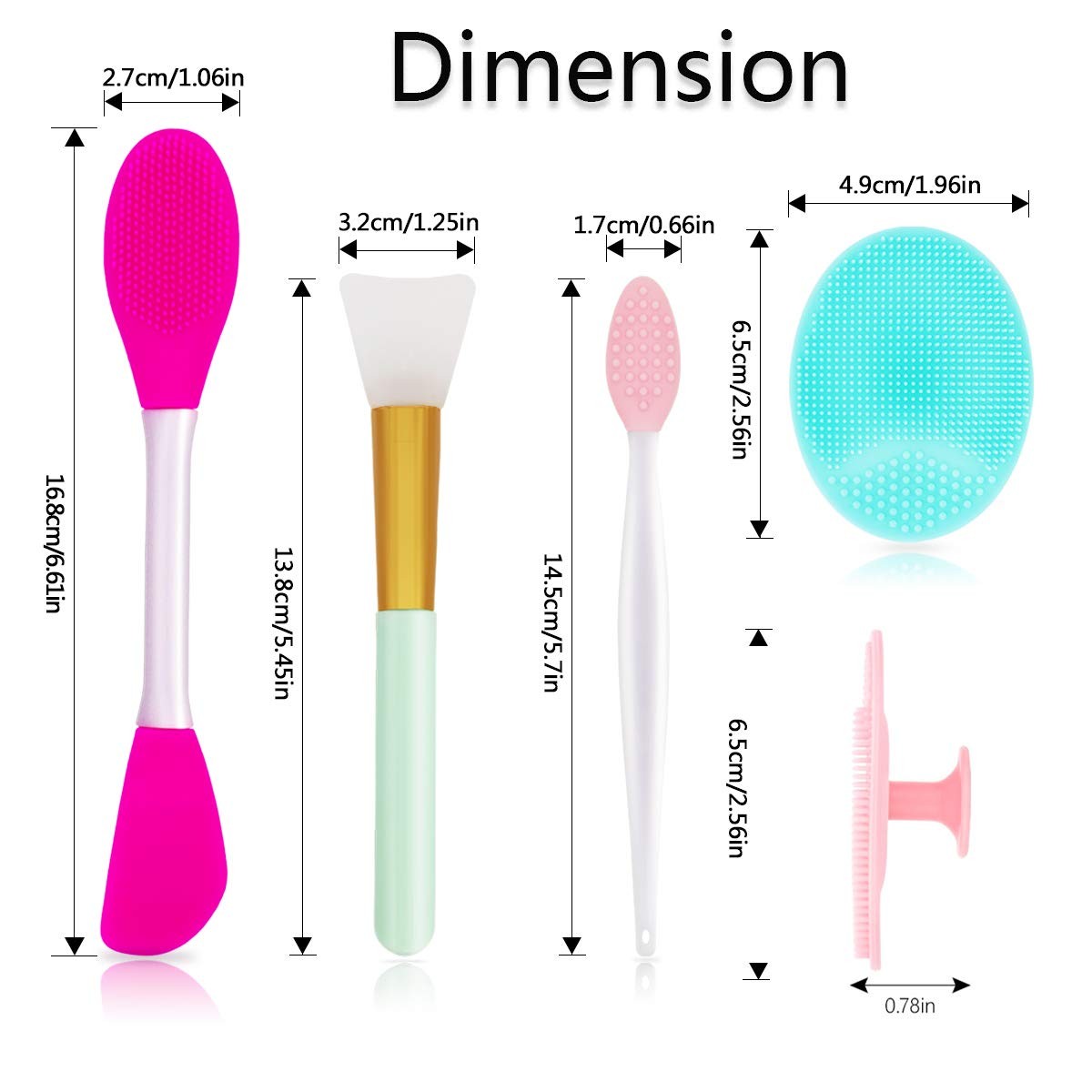 5PCS Silicone Scrubber Set, Lip Scrub 5 Piece 5 Pieces Rose Pink Green