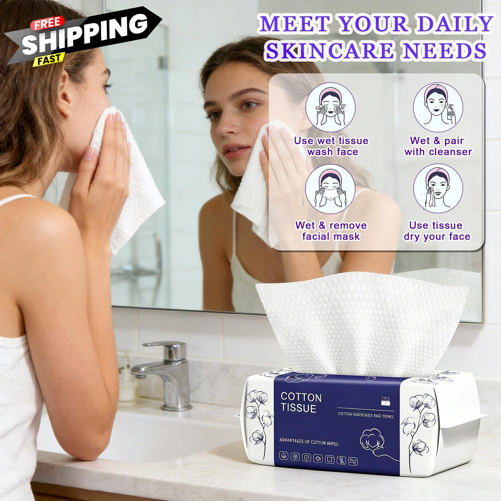 Disposable Face Towel 100 Count, Towels, Soft 100 Count (Pack of 1)