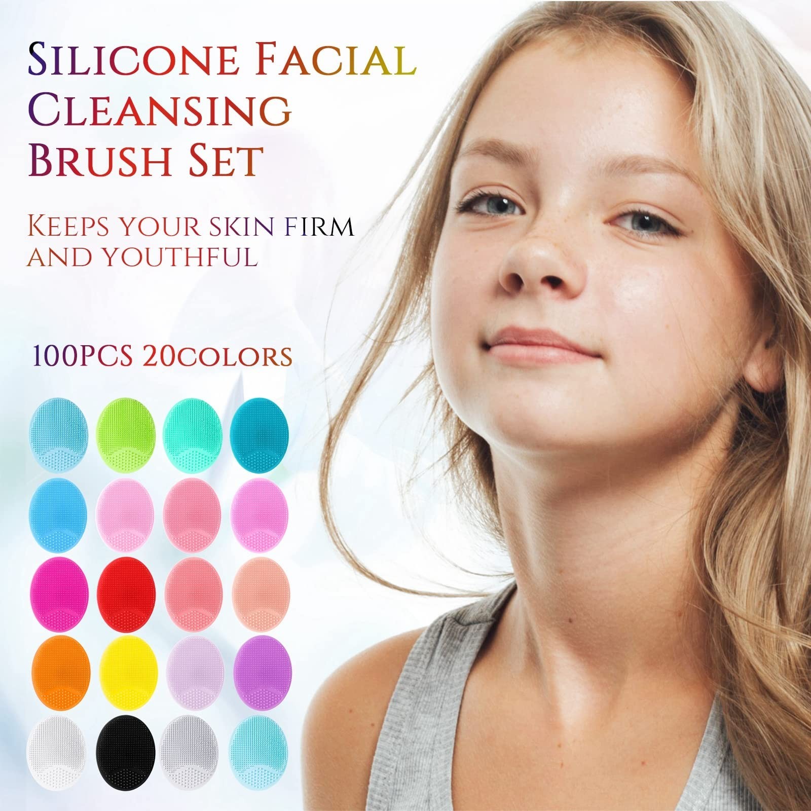 100 Pcs Silicone Face Scrubber Brush – Soft Bristle Exfoliator for Cleansing & M
