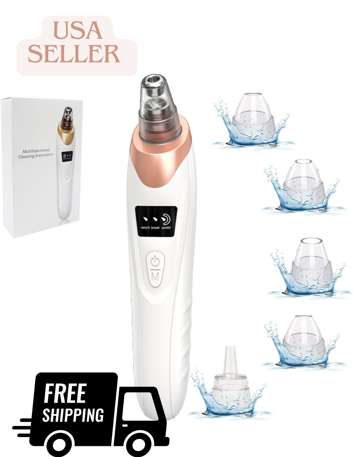 Facial Multifunctional Cleaning instrument, USB Portable Blackhead Remover