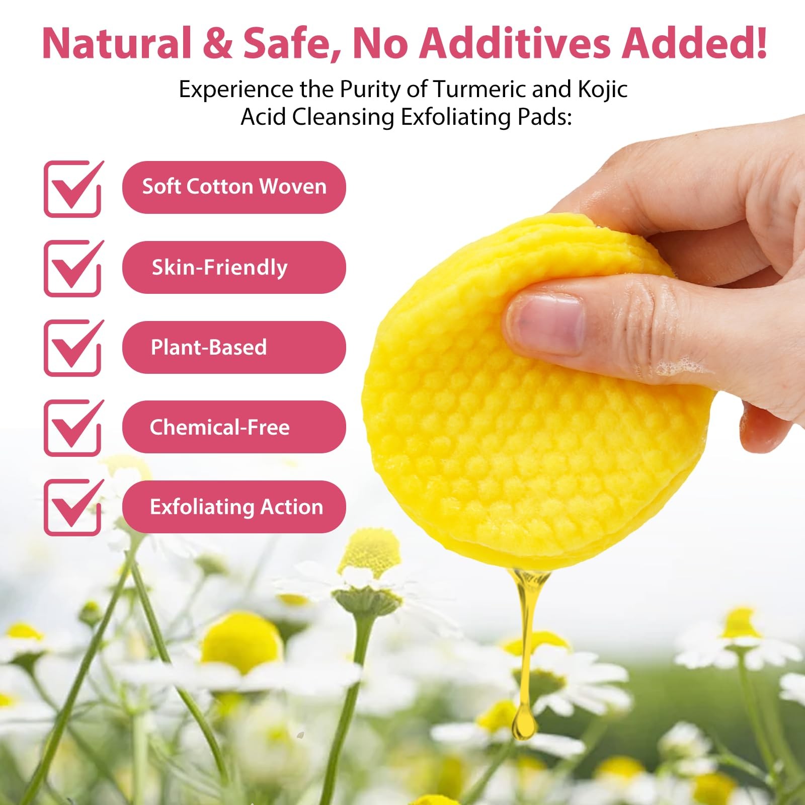 NIFEISHI Turmeric Face Scrub Pads, 120pcs 120 Count (Pack of 1), Pink