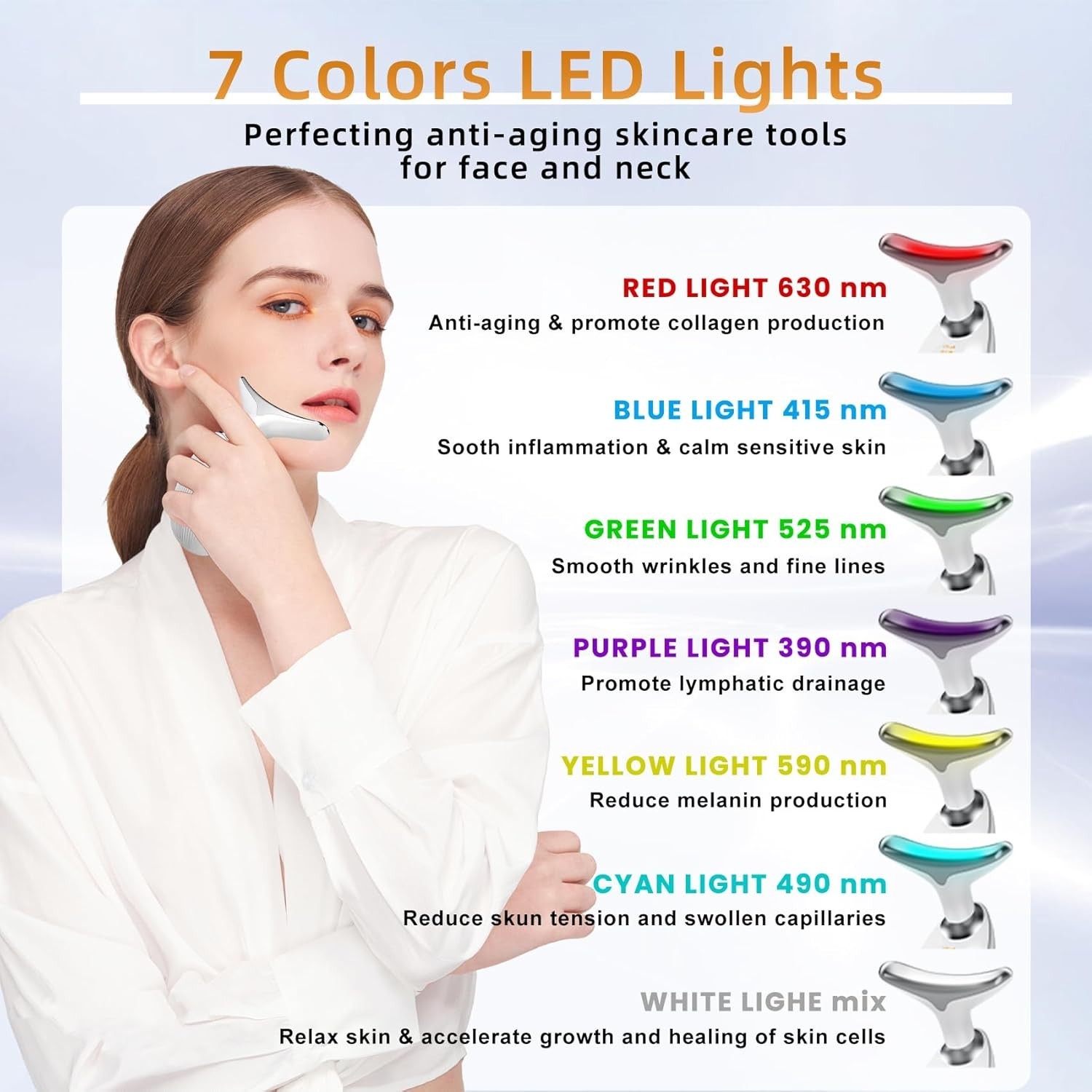 Gently Lifting 7 Color LED Beauty Device: Thermal & Vibration for Skin Wellness