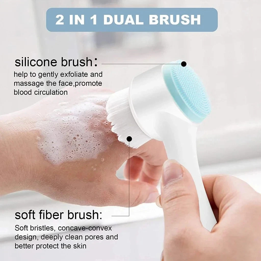 2 in 1 Manual Facial Cleansing Brush Double Side Skin Care Face Brush Silicone