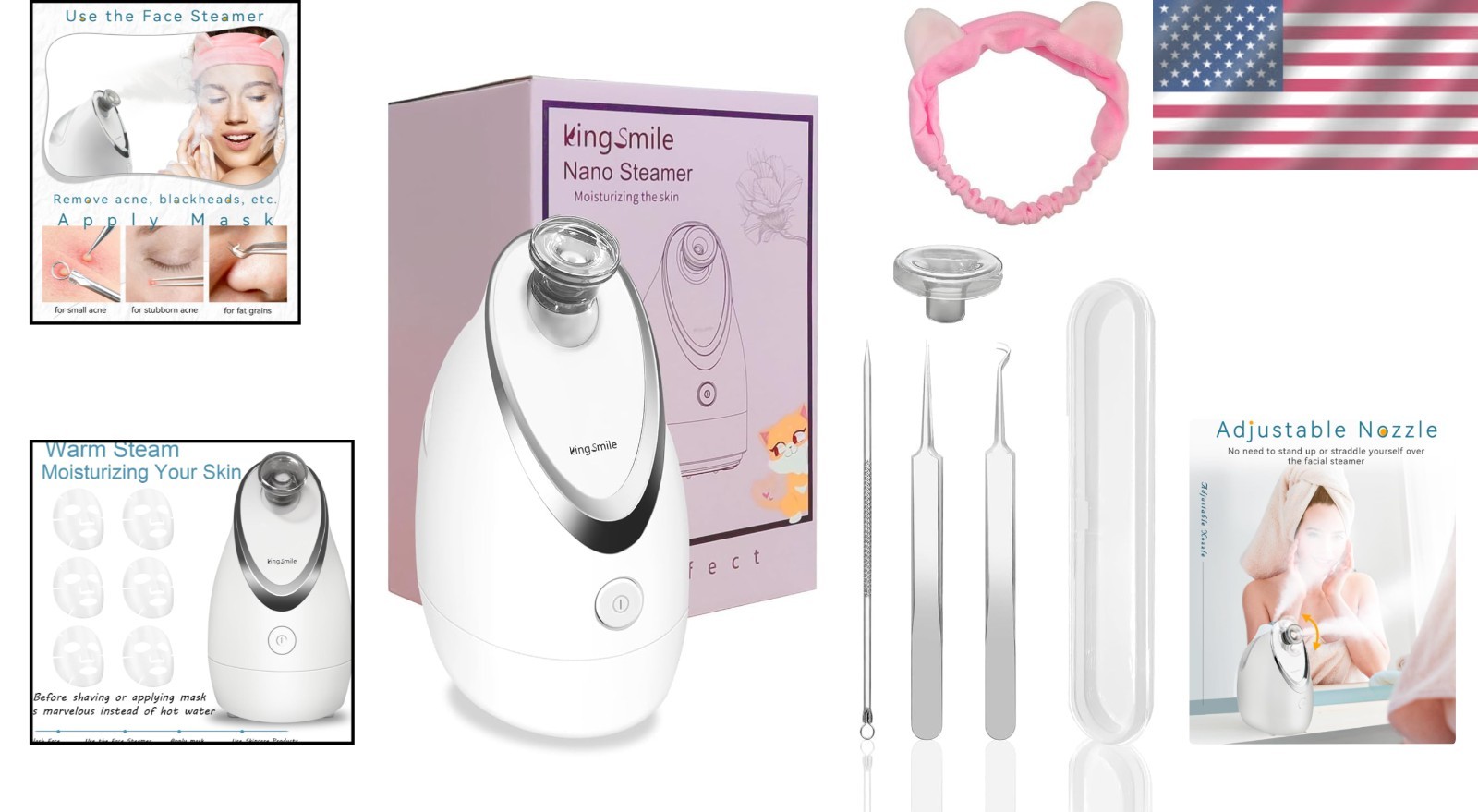 Professional Ionic Facial Steamer – Deep Clean & Hydrate with Headband & Tools