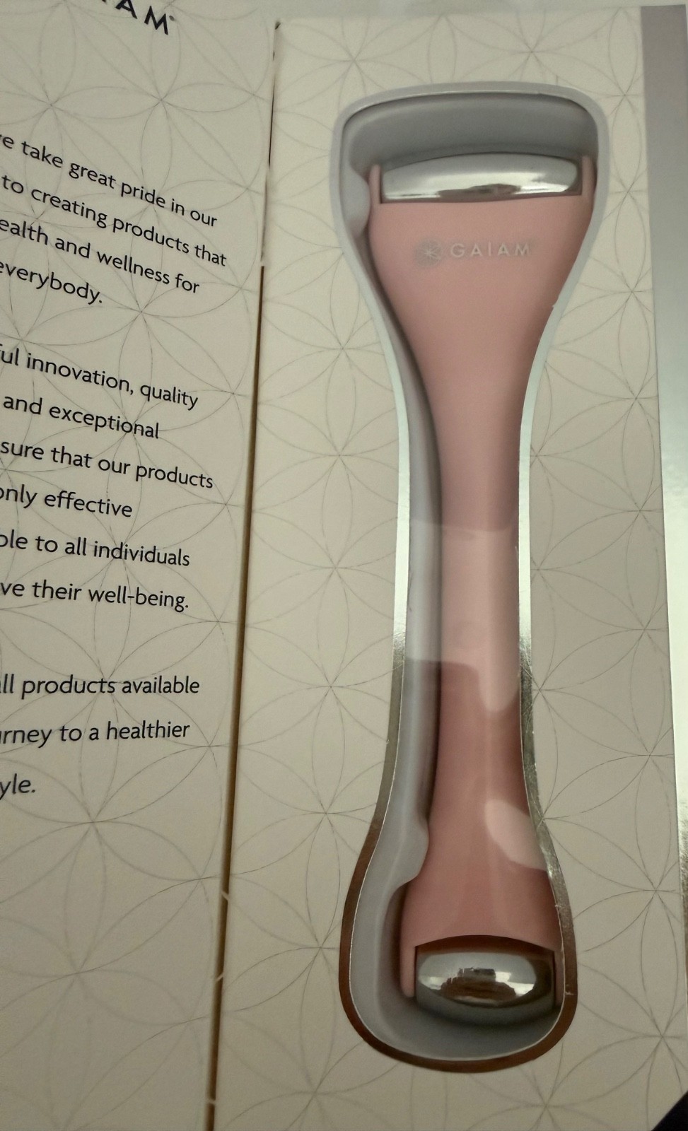 GAIAM | Dual-Ended METAL Facial Roller | PINK – GREEN | Relaxing Massage Roller