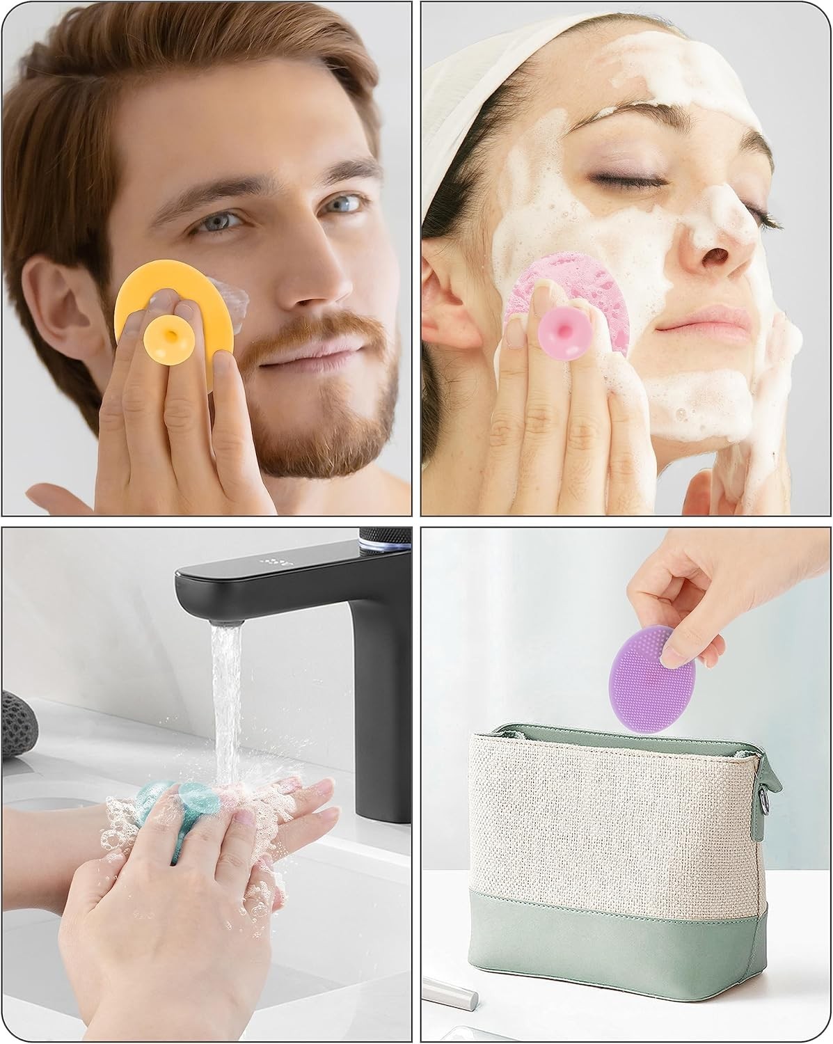 8PCS Silicone Face Scrubber Exfoliator Face Cleansing Brush for Deep Cleaning