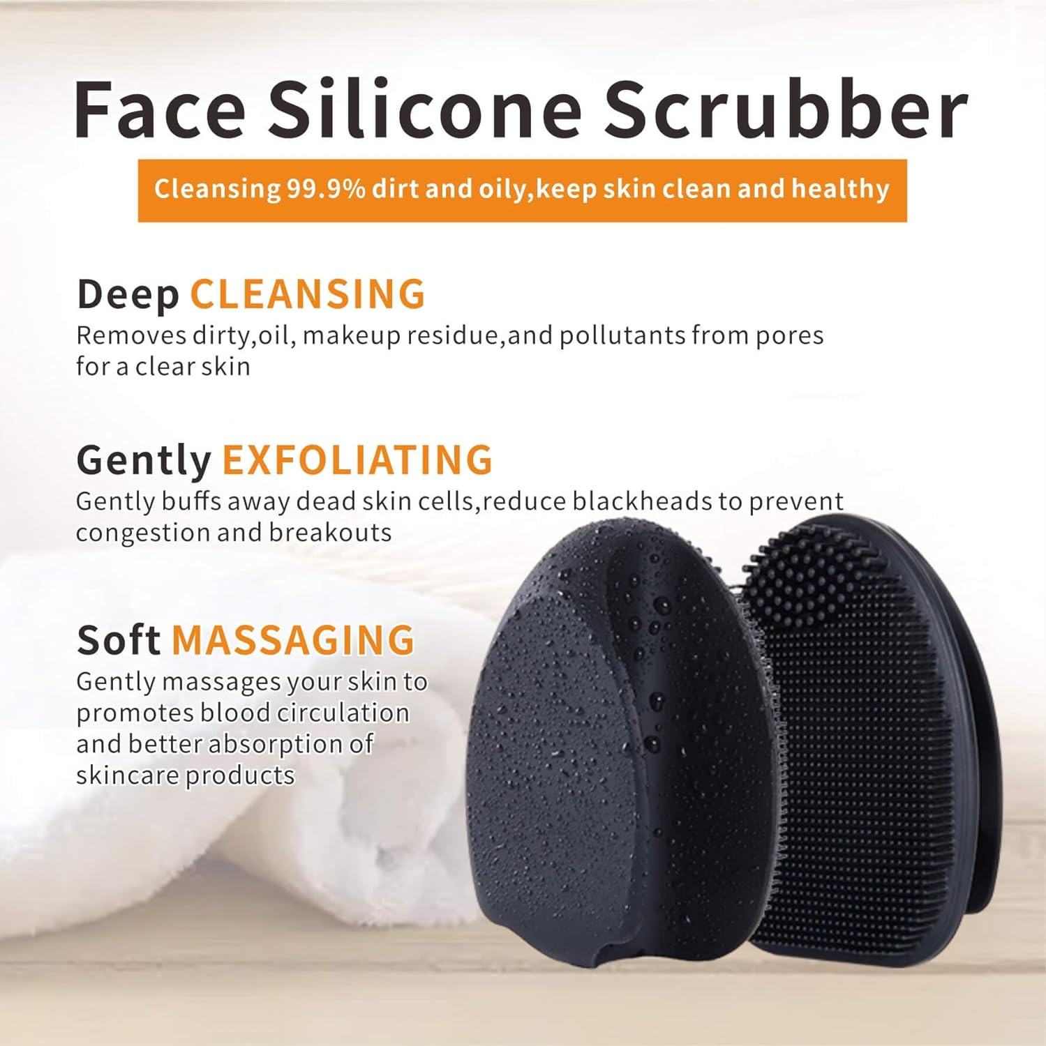 Silicone Face Scrubber,Soft Face Cleansing Brush,Face Pore Blackhead Remover Exf