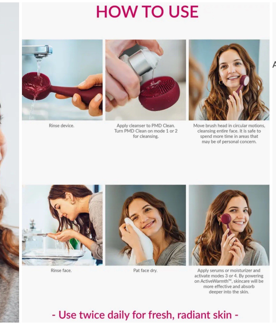 PMD Pro Clean Facial Cleansing Device with ActiveWarmth Berry New in box