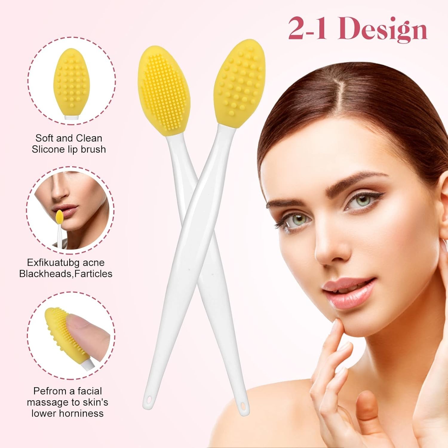Gentle Silicone Facial & Lip Brush Set – Exfoliate, Massage, and Remove Makeup
