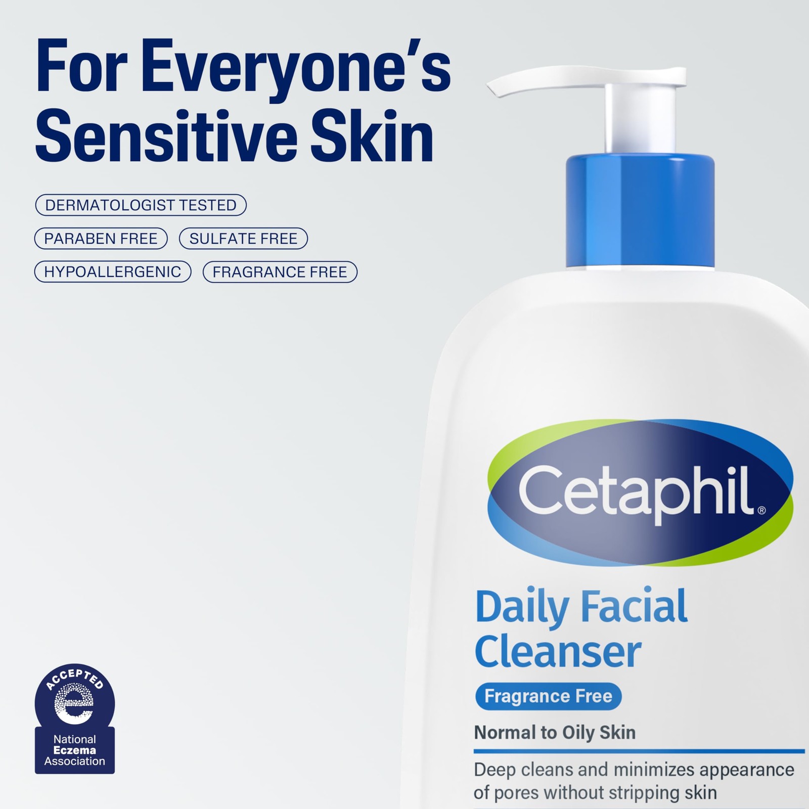 Cetaphil Face Wash, Daily Facial Cleanser for 16 Fl Oz (Pack of 1), no color
