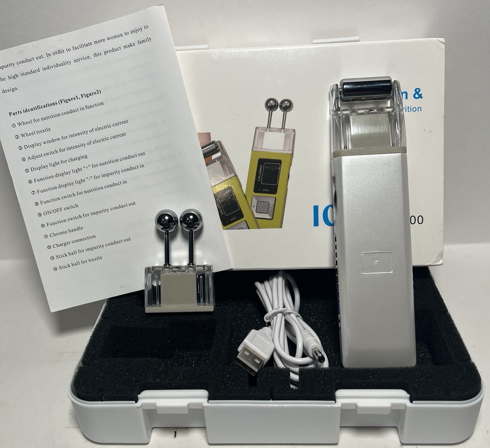 ION KD-9000 Galvanic Microcurrent Iontophoresis Wrinkle Removal Roller Massager