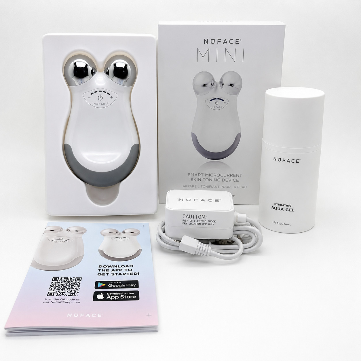 NuFACE Mini Microcurrent Facial Toning Device with Aqua Gel 50ml Beauty Tool