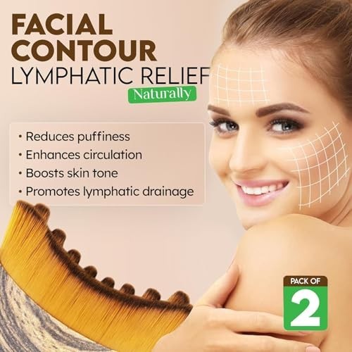 2PCS Lymphatic Face Brush Set, Jawline Sculpting Tool for Swelling Relief & Mass