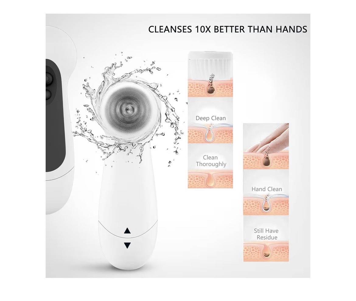 Waterproof Facial Cleansing Spin Brush Set with 5 Exfoliating Brush Heads – Elec
