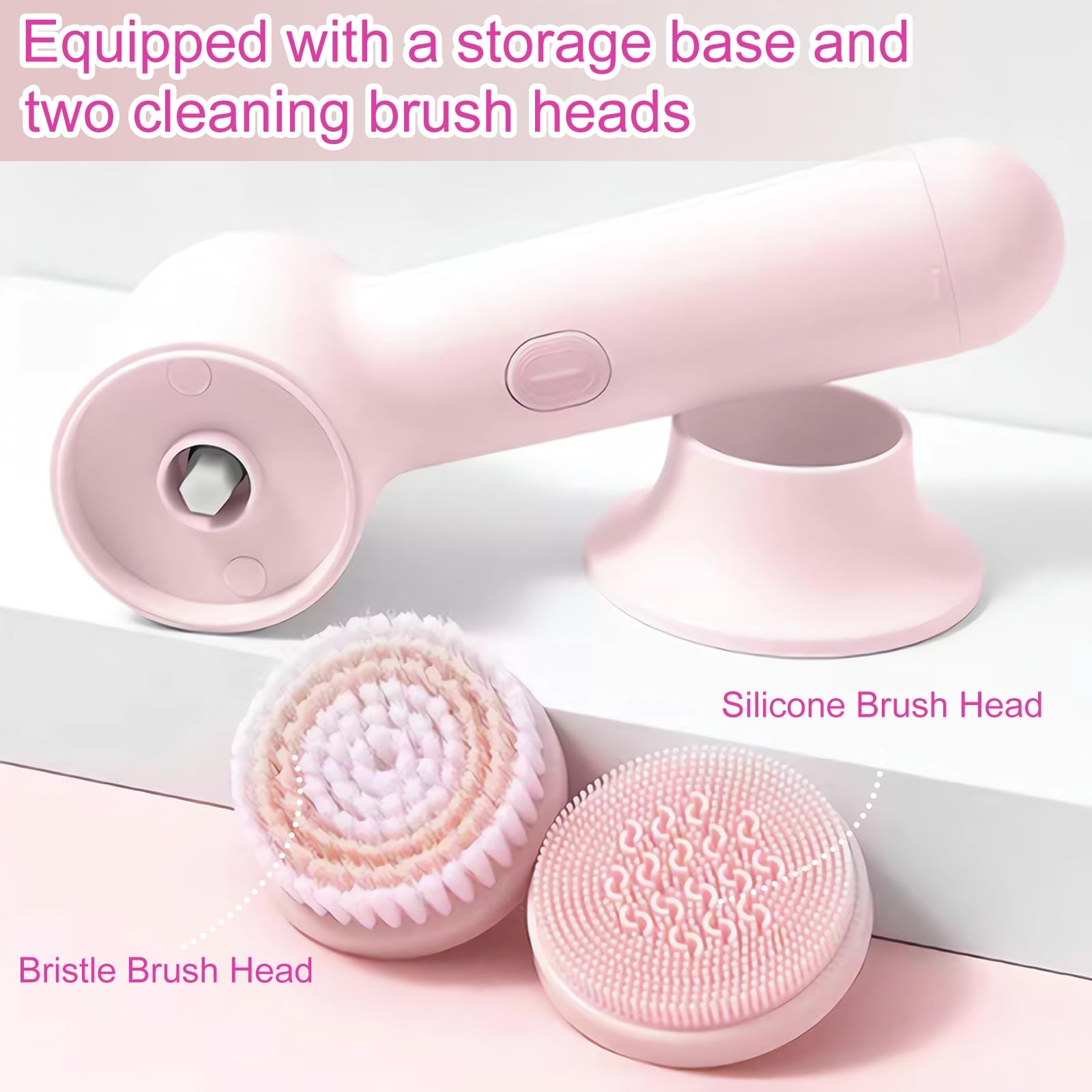 Electrical Cleansing Brush, Multi-Function Wash Brush with Base and 2 Brush H…