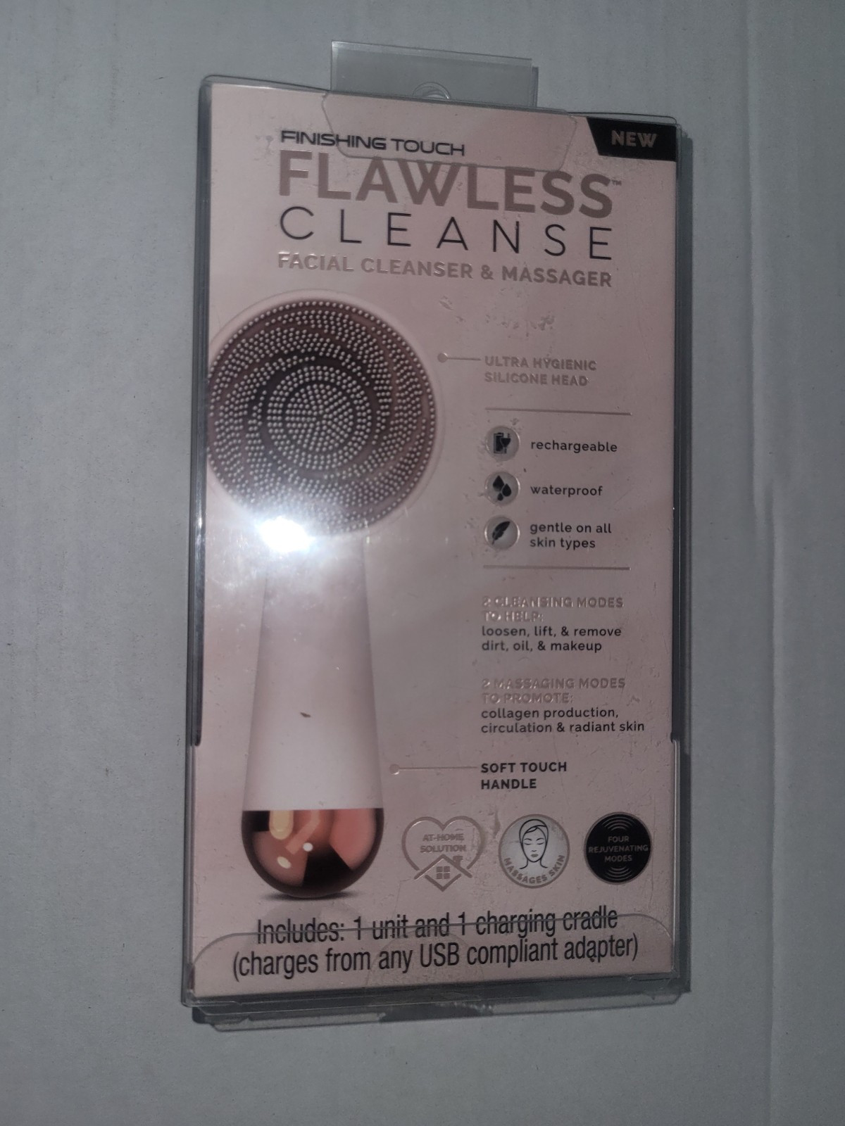 FLAWLESS Cleanser Facial Cleansing Brush – Pink Hand-Held Rechargeable