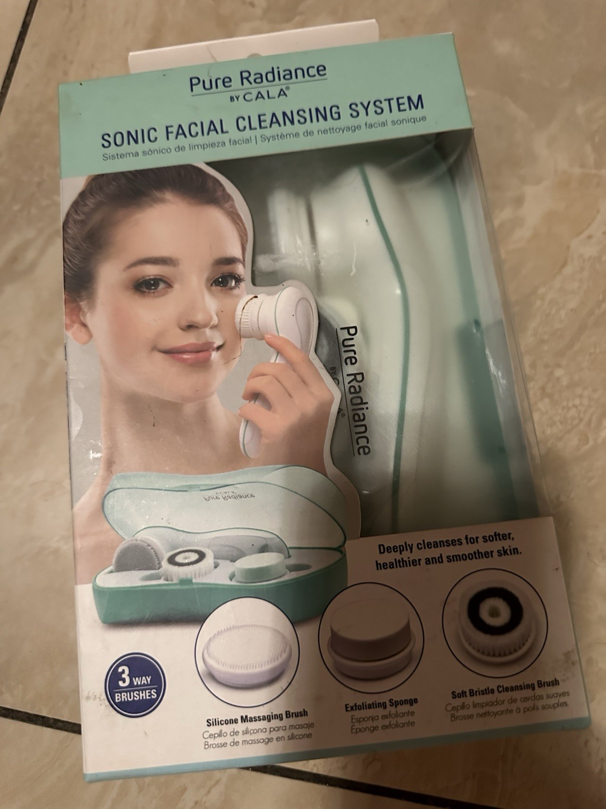 CALA Pure Radiance Sonic Facial Cleansing Brush Set, Waterproof, 3 Attachments