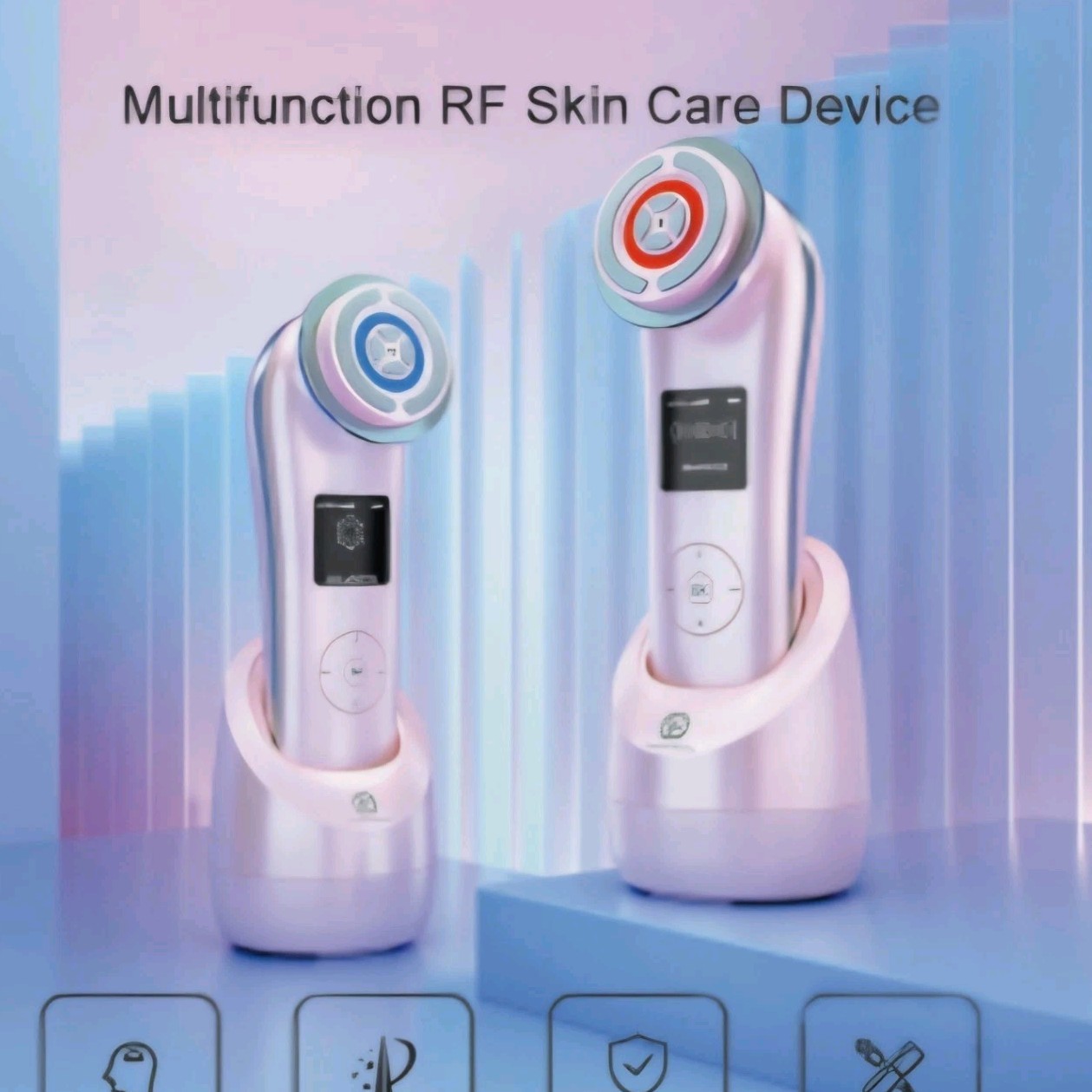 Facial Massage RF Skin Tightening, F82E, LED Light+ EMS, Cooling Speeds 8 in 1