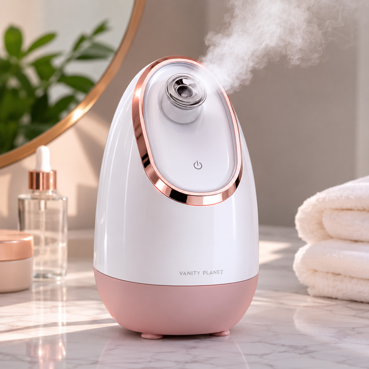 New Vanity Planet Aira Ionic Facial Steamer, Beige/Rose Gold for All Skin Types