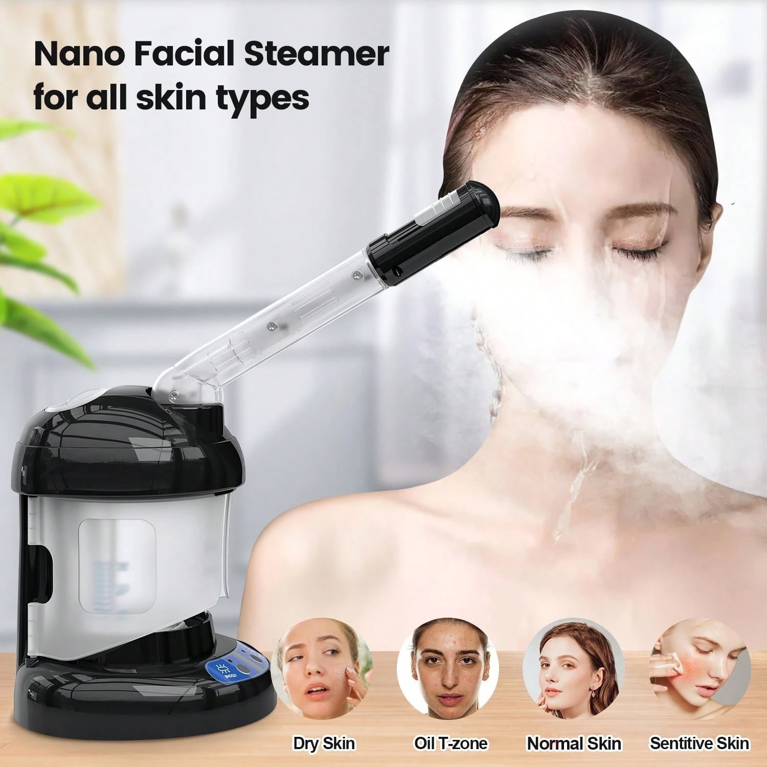 Nano Facial Steamer Extendable Arm Ozone Spa Beauty Machine White