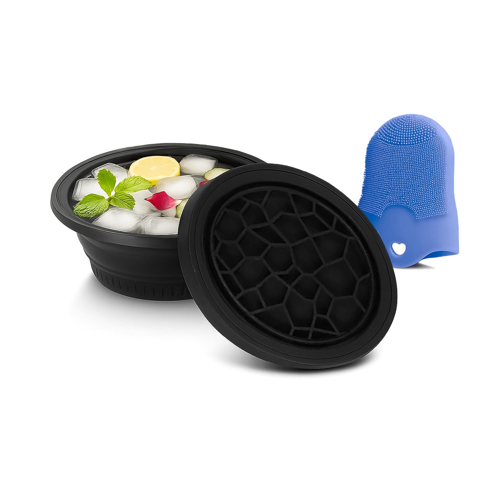 Ice Bowl for Face – Reusable Collapsible Cold 1 Count (Pack of 1), Black