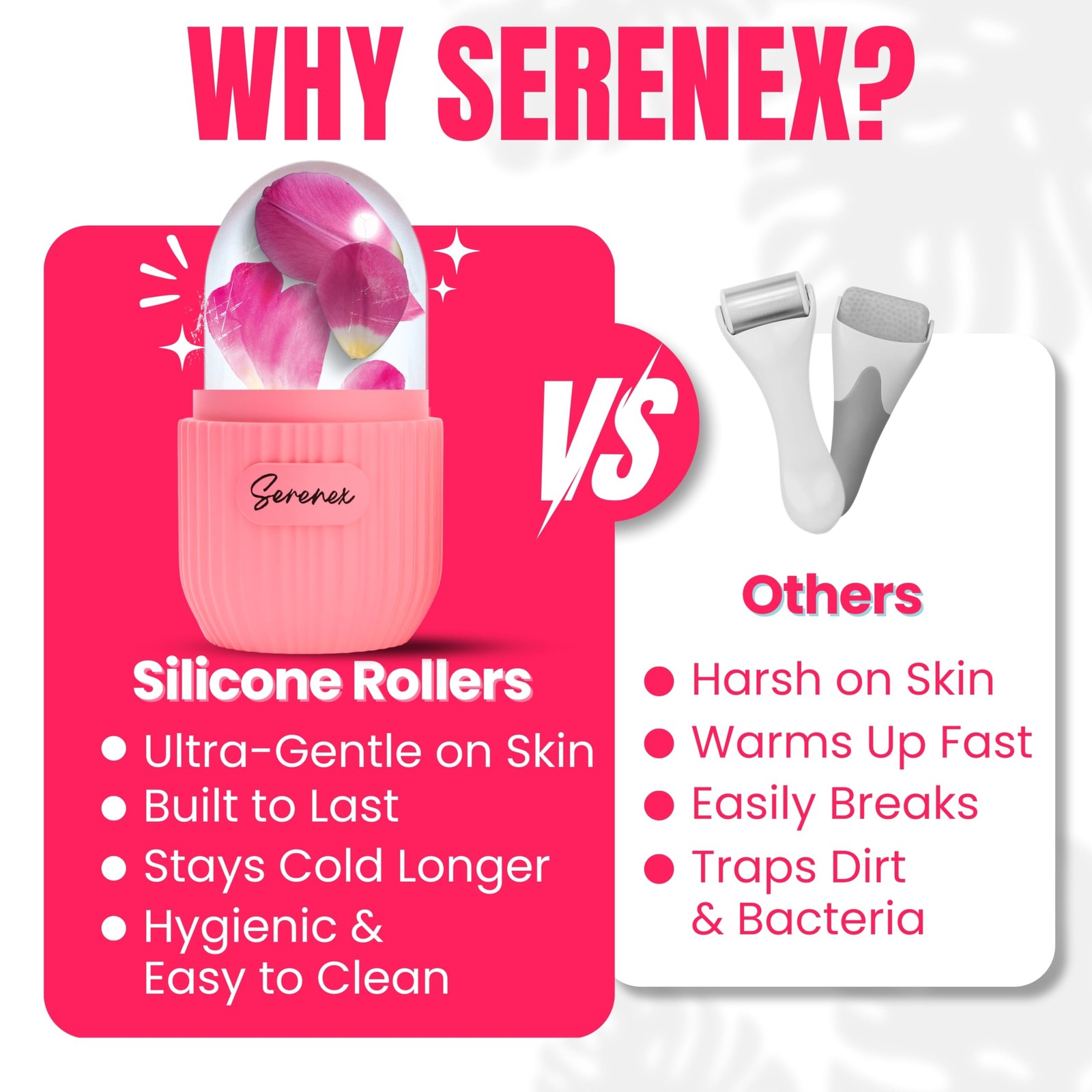 Serenex Ice Cube Roller for Face, Eyes & Compact Small, Peachy Coral Charm