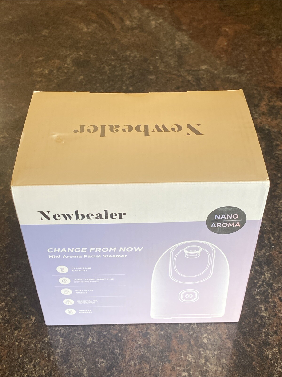 Newbealer Mini Aroma Face Steamer, Nano Ionic Hot Mist Humidifier, New Open-box