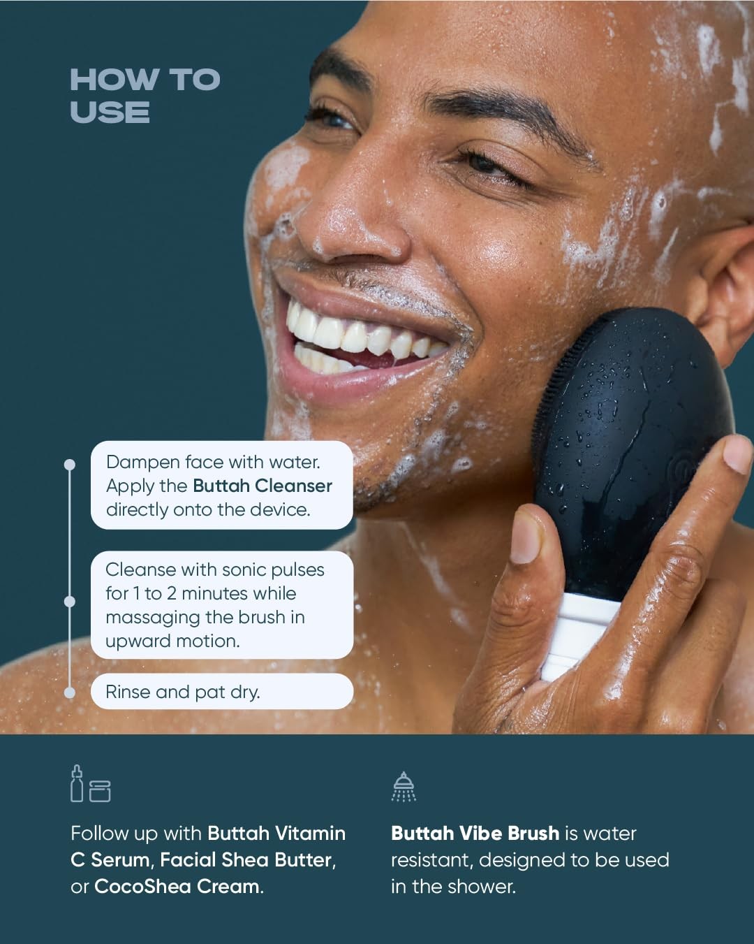 Buttah Skin by Dorion Renaud Vibe Cleansing Brush with Stand – Black