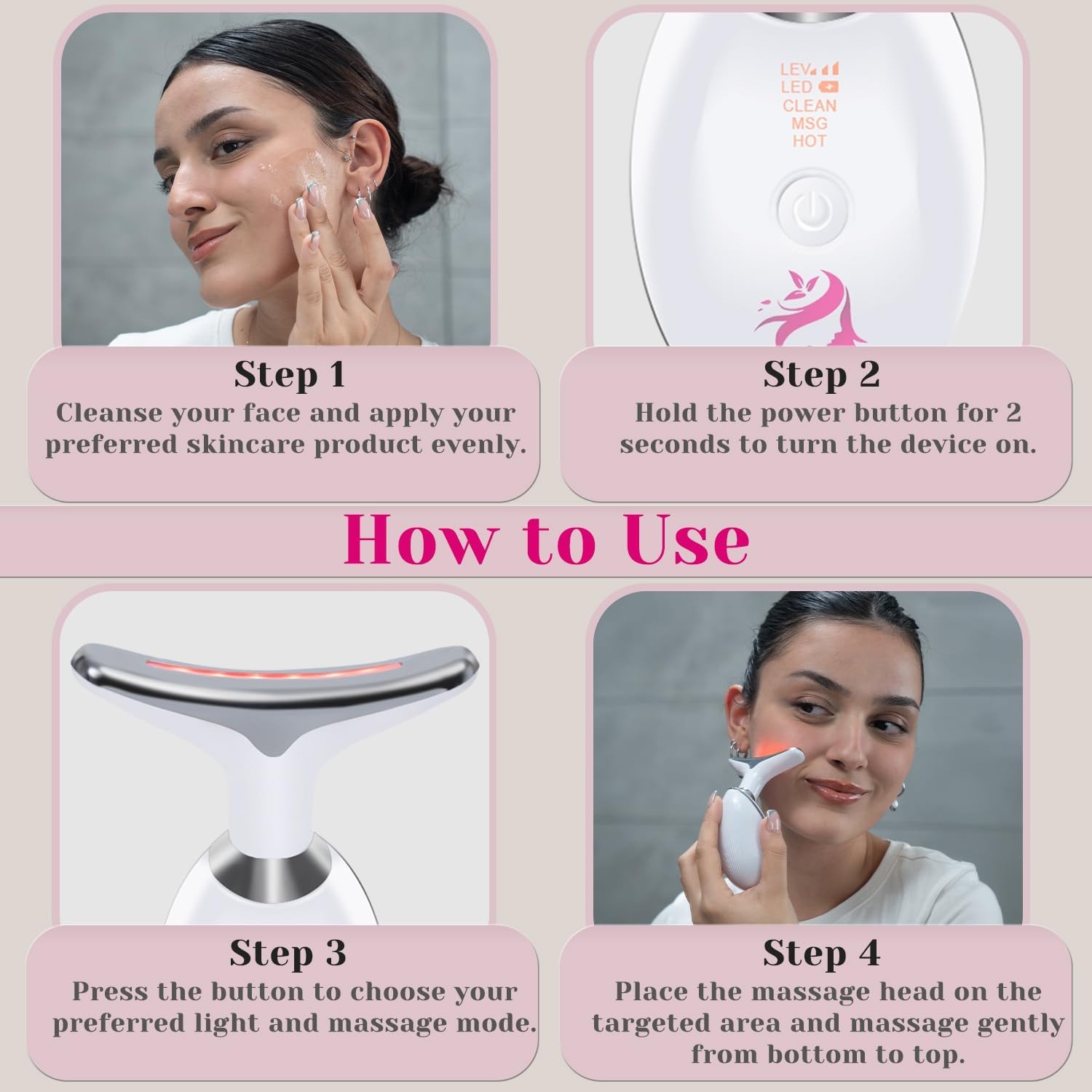 Red Light Therapy for Face, Facial Massager, Skin Tightening & Anti-Aging Fac…