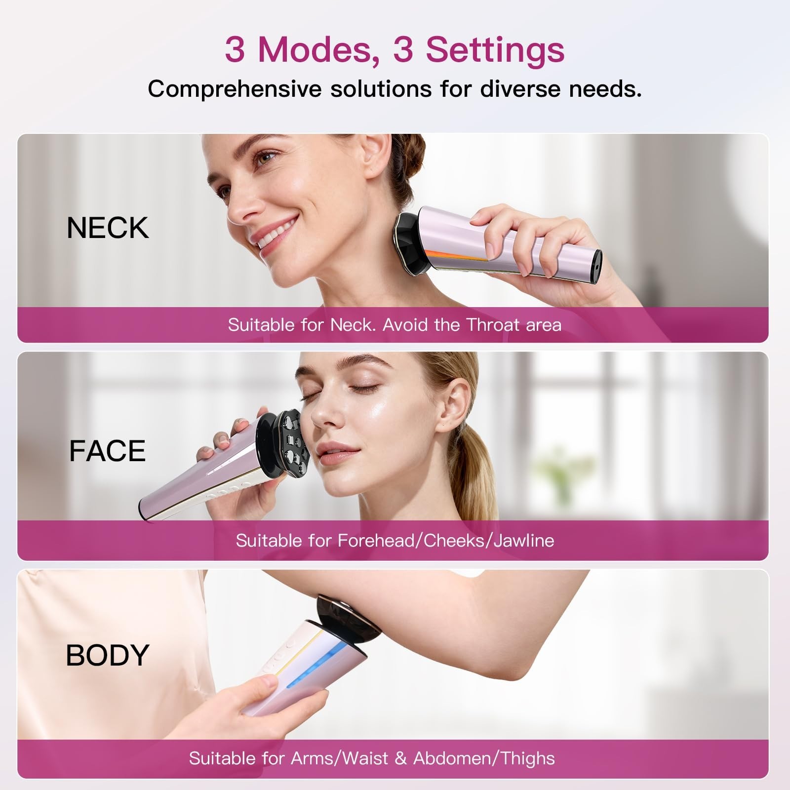 4-in-1 Microcurrent Facial Device with Red & Blue Light Therapy for Neck, Face &