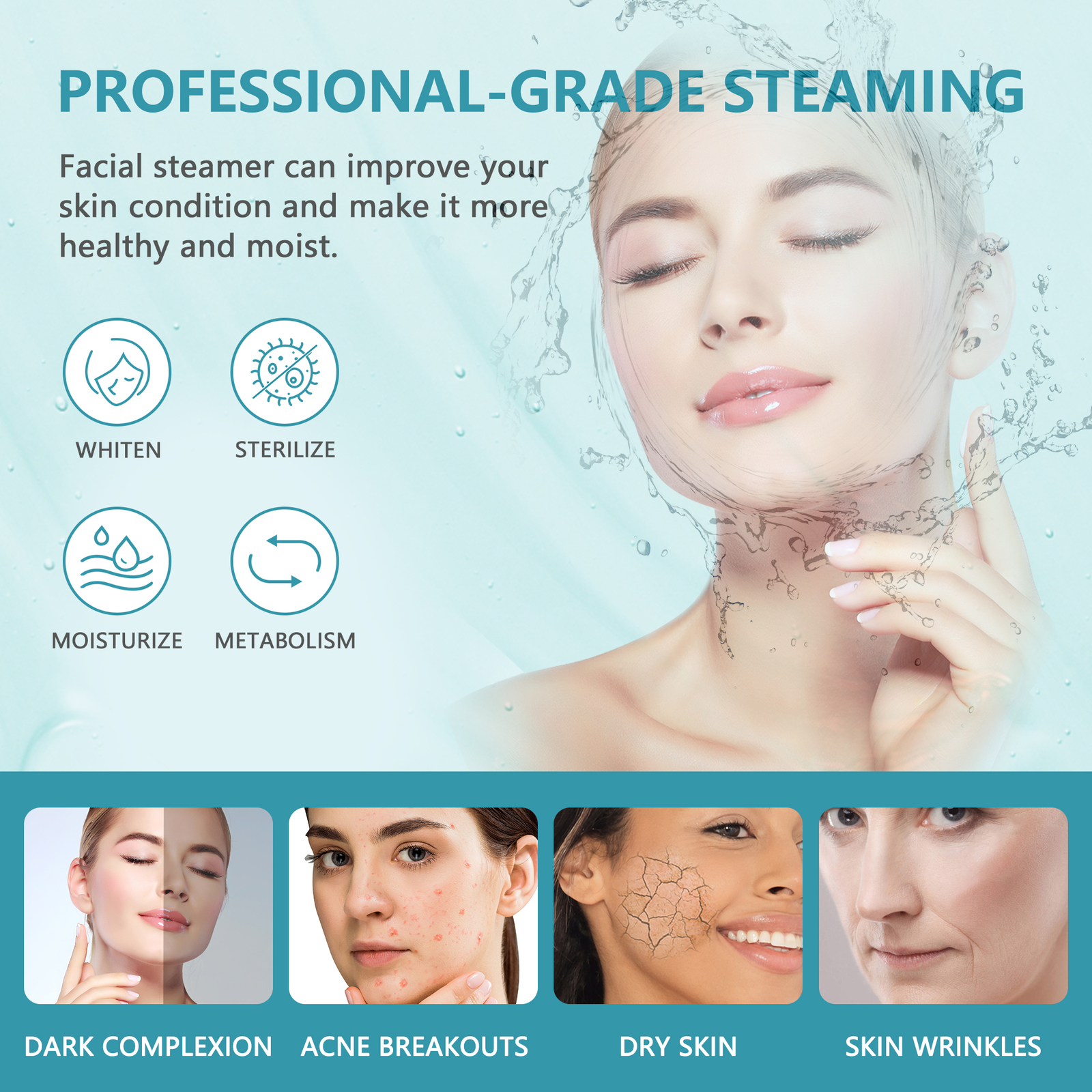 Professional Salon Spa Ionic Facial Steamer Beauty Equipment Skin Care Ozone US