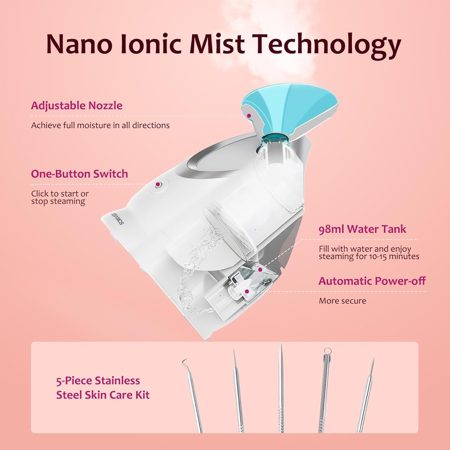Professional Nano Ionic Steamer – Moisturizing Home Spa