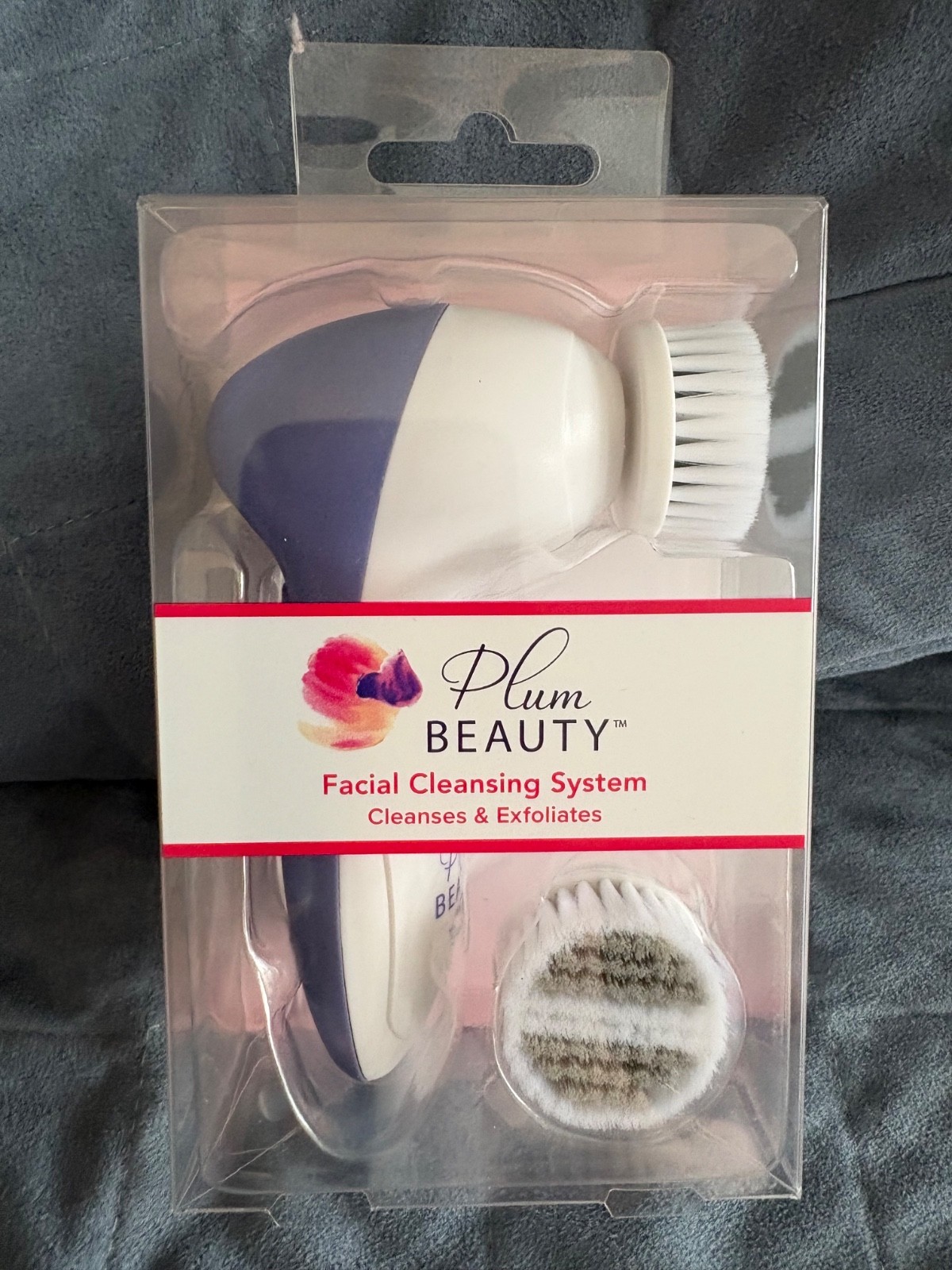 PLUM BEAUTY FACIAL CLEANSING SYSTEM BRUSH WITH 2 HEADS FOR SENSITIVE SKIN