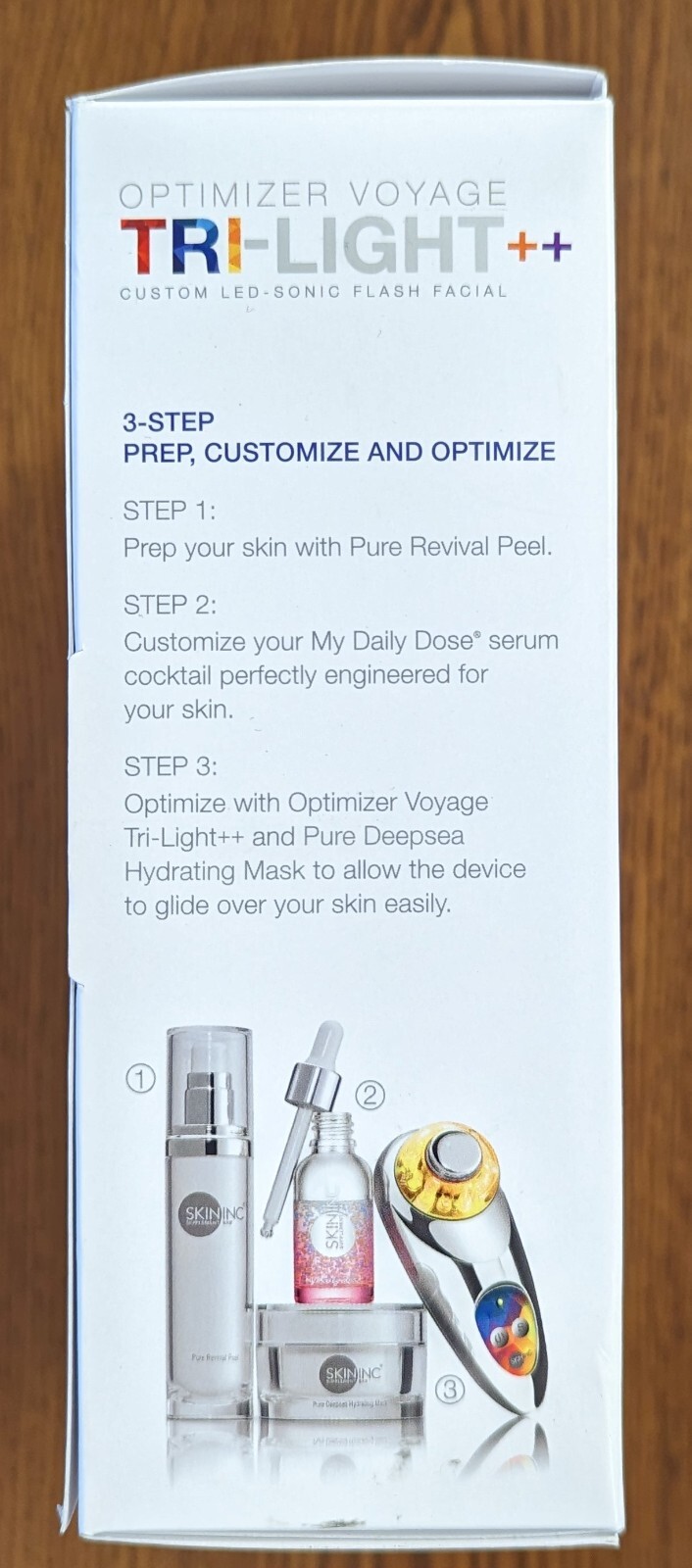 SKININC OPTIMIZER VOYAGE TRILIGHT CUSTOM LED -SONIC FLASH FACIAL CHROME SEE DESC