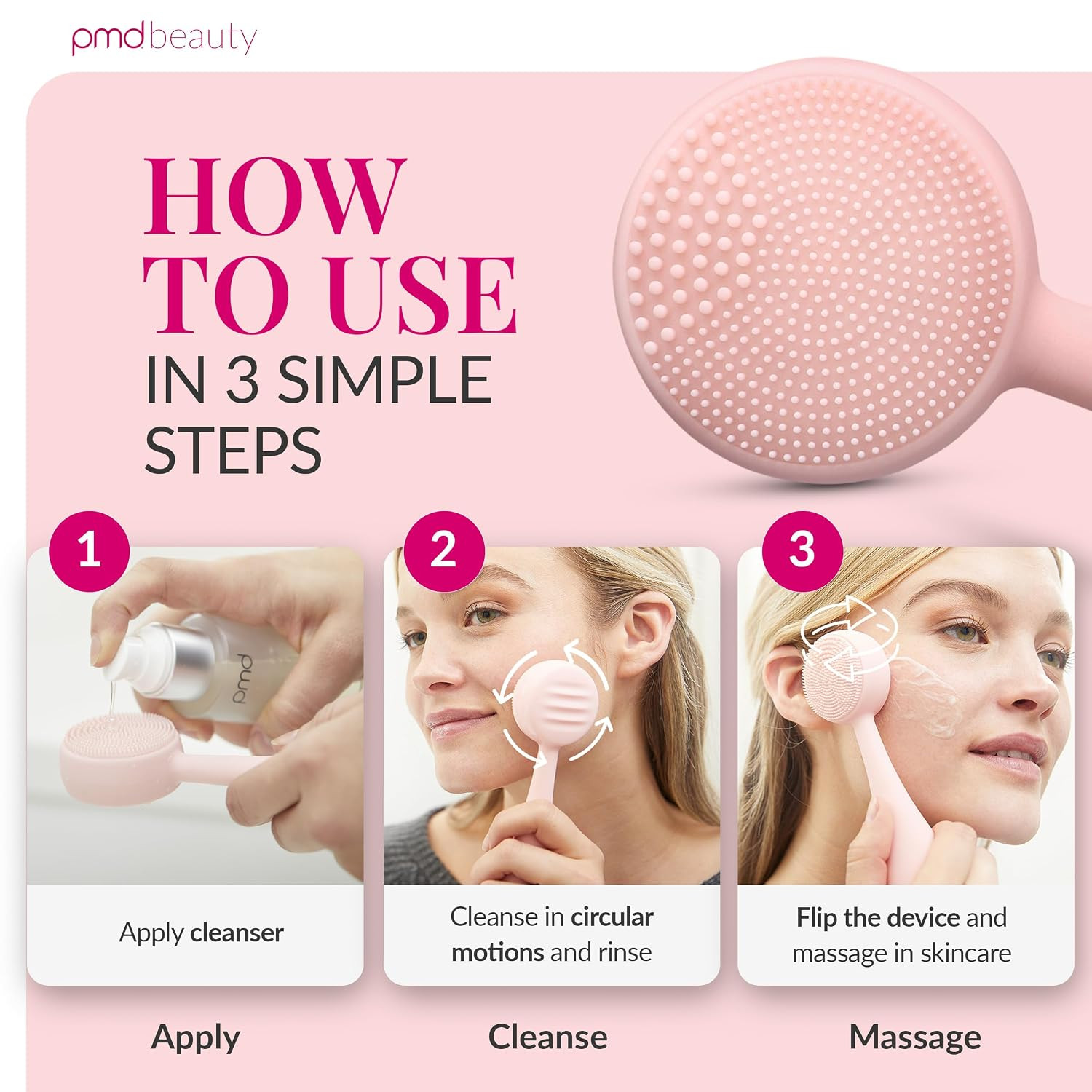 PMD Beauty Clean Facial Cleansing Brush – Waterproof Silicone Face Cleanser with