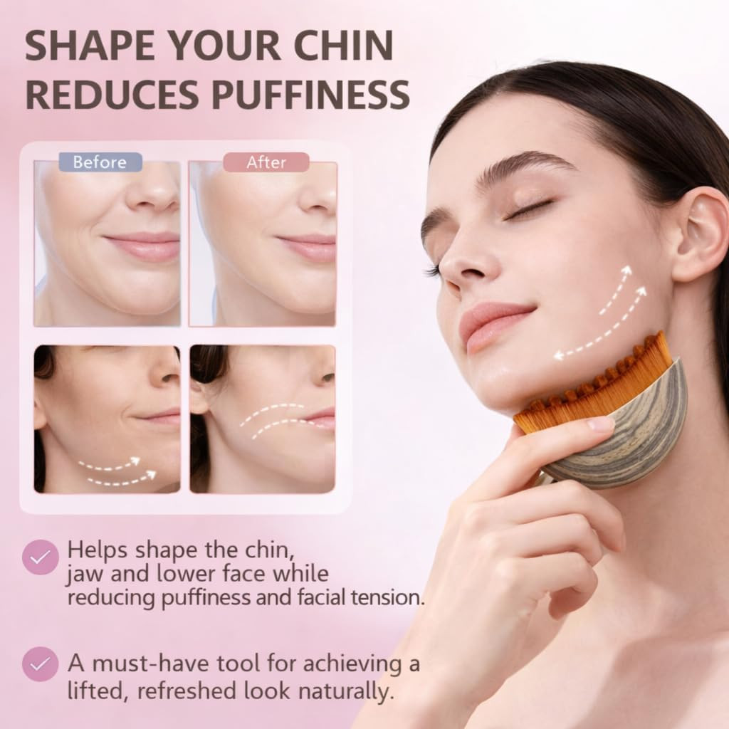 Lymphatic Face Brush for Jawline Sculpting, Facial Massage Brush with Soft Natur