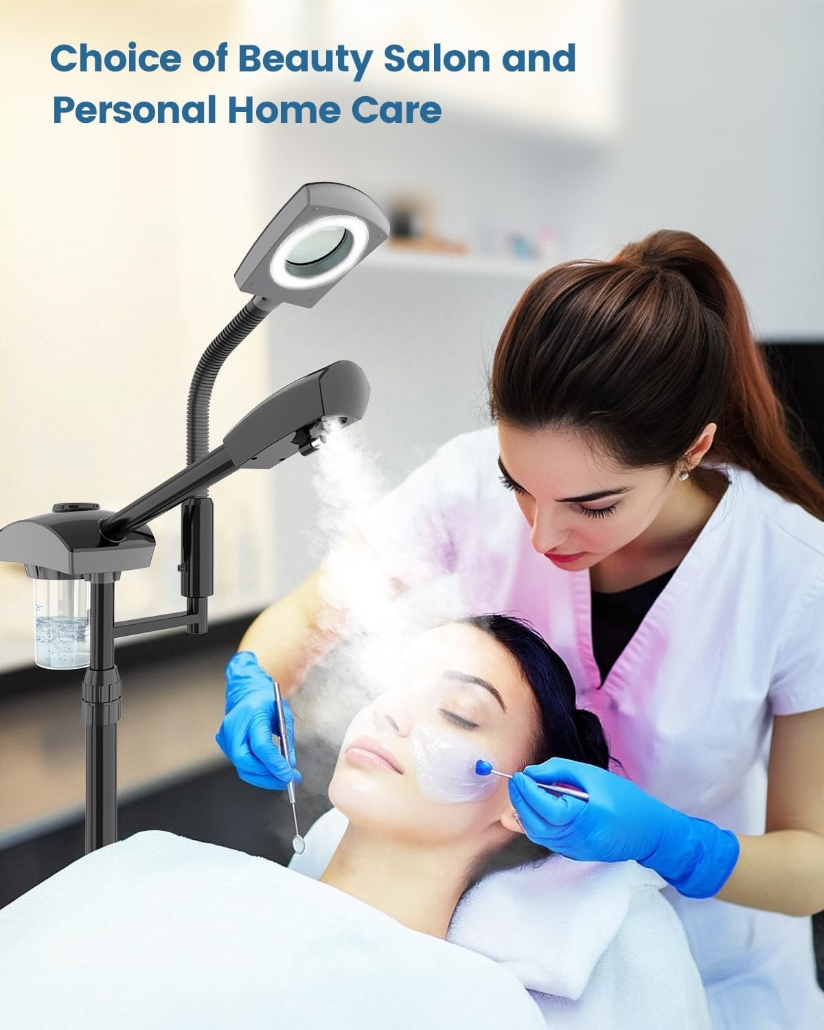 Facial Steamer & 5X Magnifying Lamp Combo, Professional Esthetician Equipment: