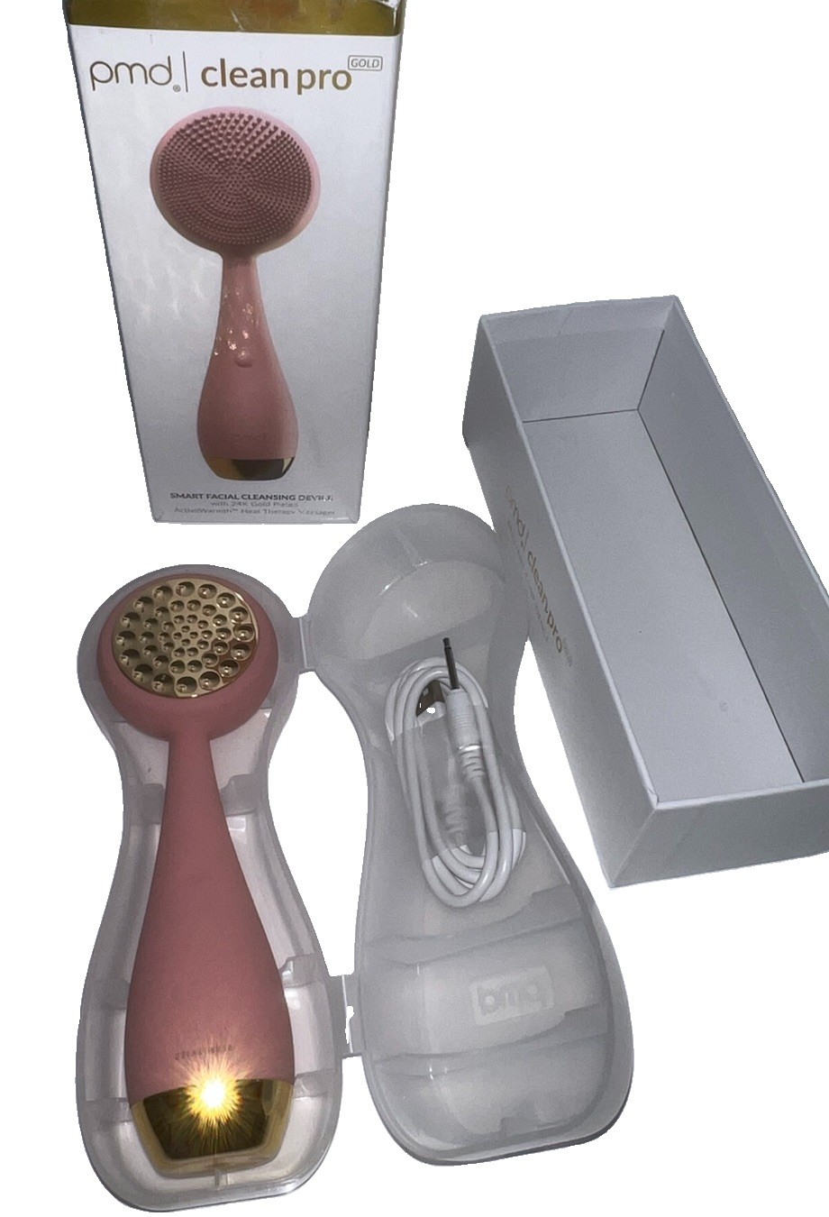 (47)PMD Clean Pro Smart Facial Cleansing Device, Pink w Gold Finish- Open box