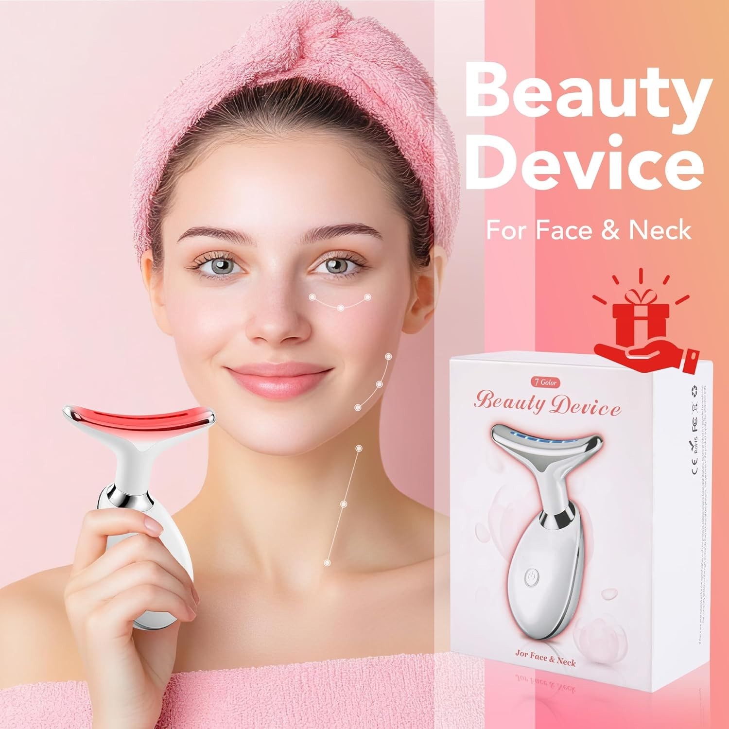 Masajeador Facial, Terapia Con Luz LED, Vibración, Para El Cuidado De La Piel US