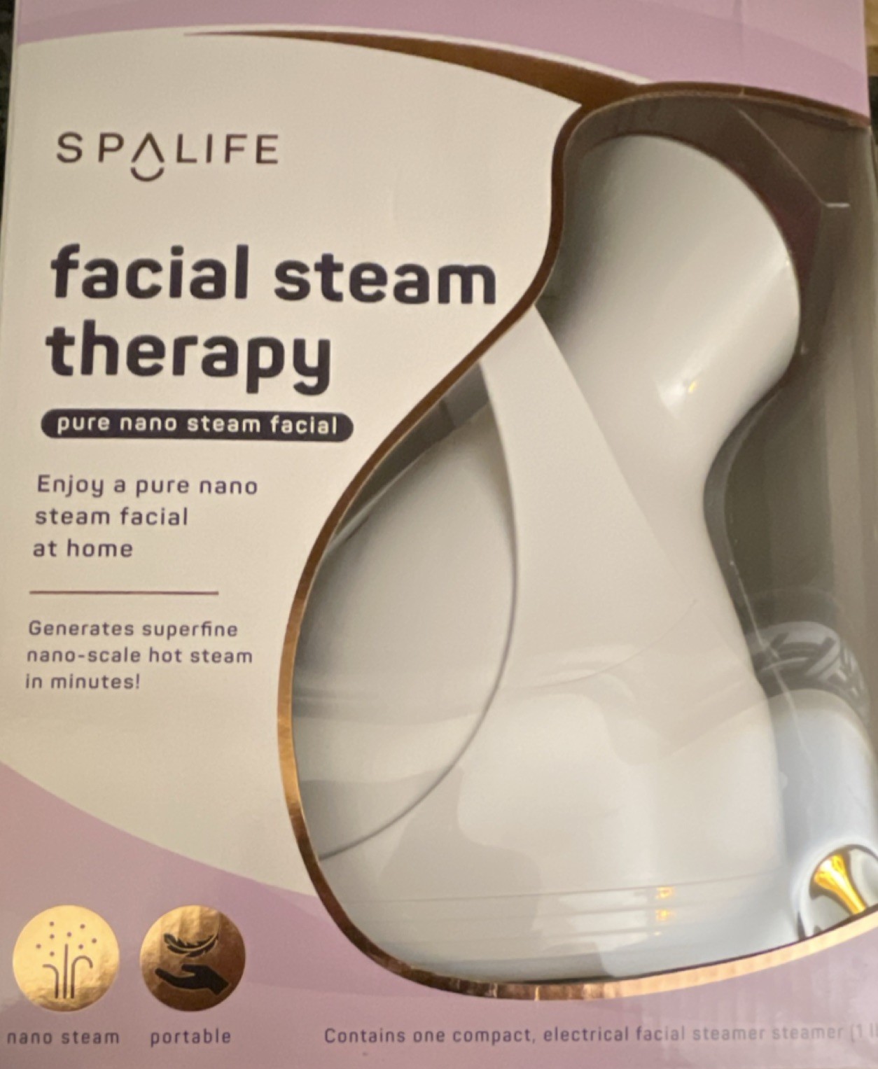 SpaLife Nano Steam Portable Facial Steamer for Clogged Pores & Dry Skin, White
