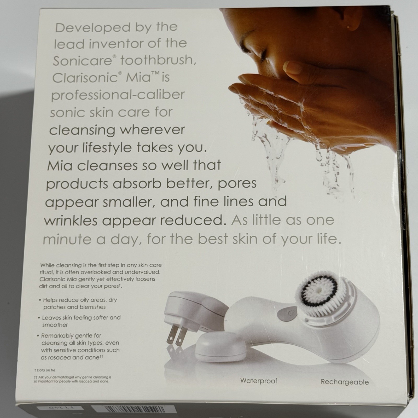 New Open Box Clarisonic Mia 1 Fuchsia FOR PARTS Dead Battery & Charger New Head