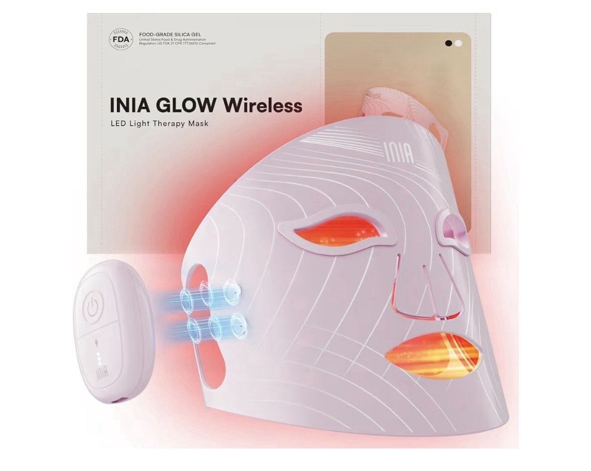 INIA Red Light Therapy Mask for Face, Glow Wireless LED Face Mask Light Ther…