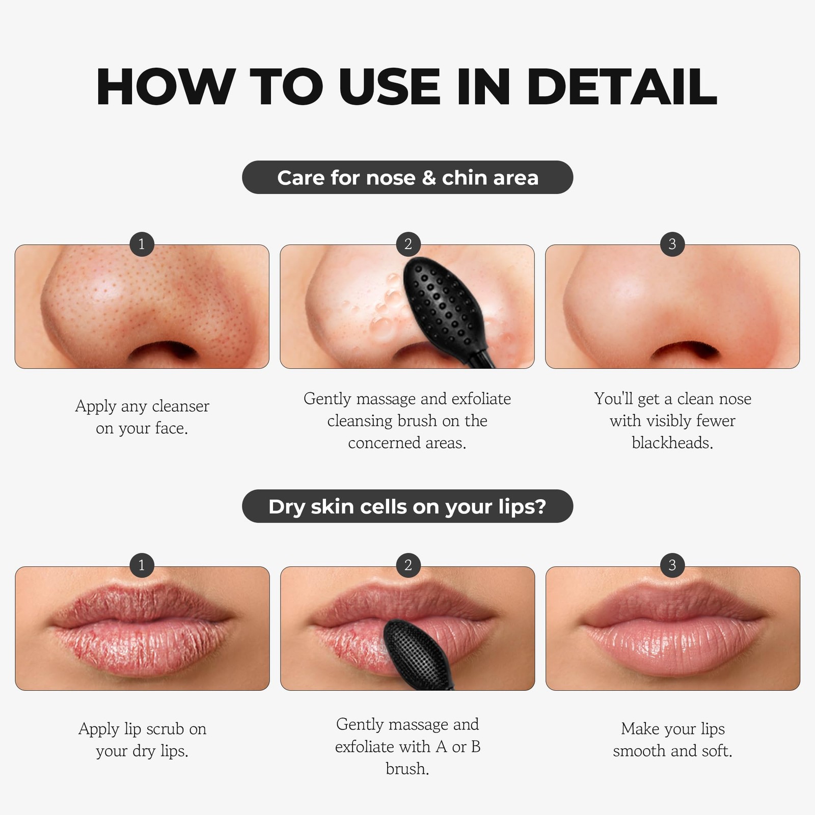 HEEDA 3 in 1 Cleansing Facial Silicone Brush Black