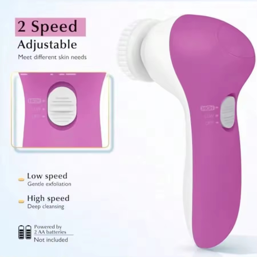 Facial Cleansing Brush Silicone Face Scrubber: 2 In1 FBS-D Electric Exfoliating