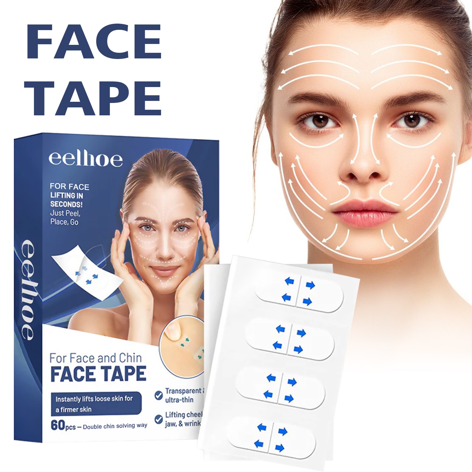 Face Lift Tape Anti Wrinkle Facial Tightening Patch 60PCS