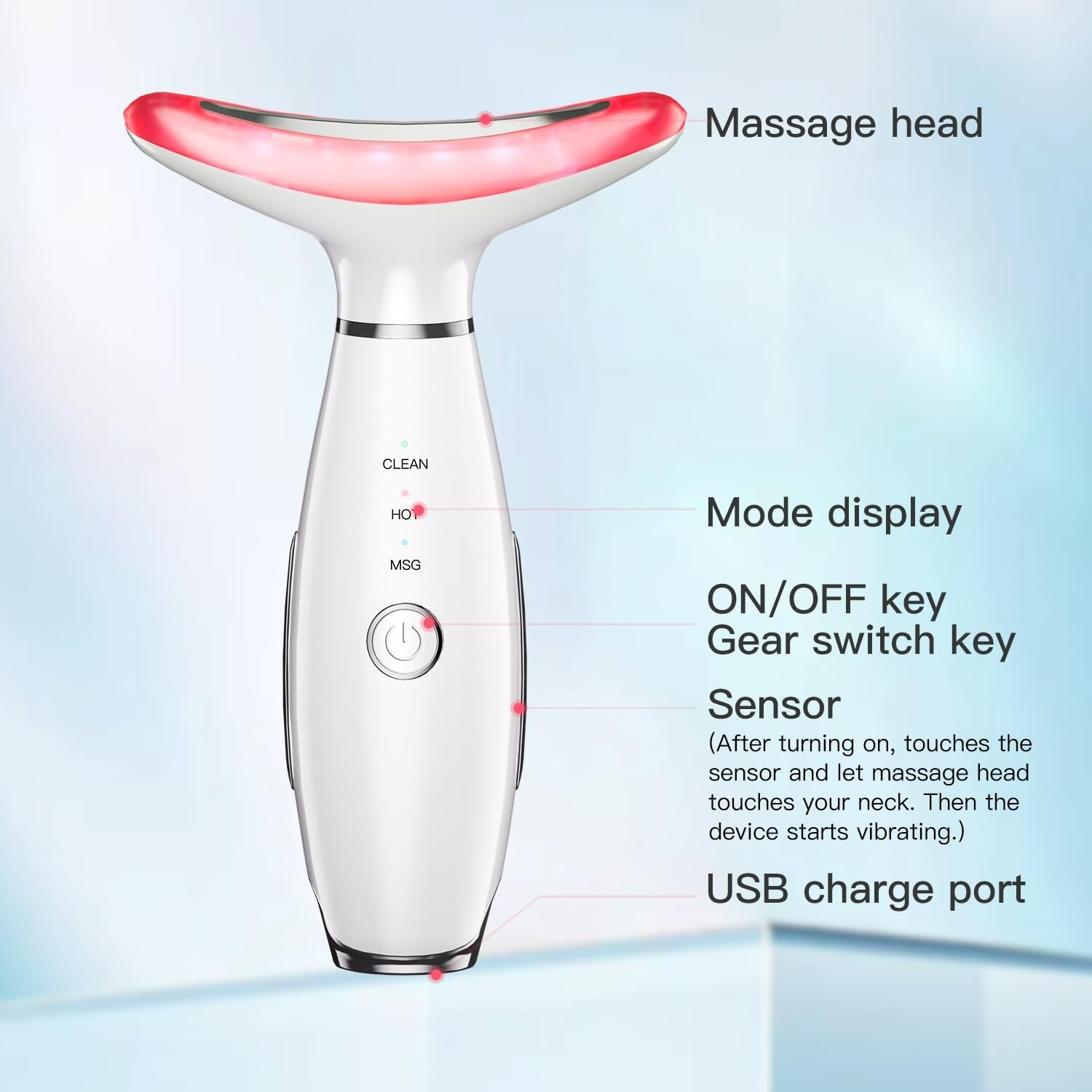 3 in 1 Facial Massager, Electric Neck & Face Beauty Device Portable Skin Care