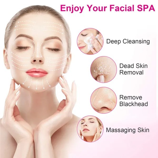 Electric Facial Cleansing Brush Waterproof Spin Face Cleaner 5 Heads Skin Care