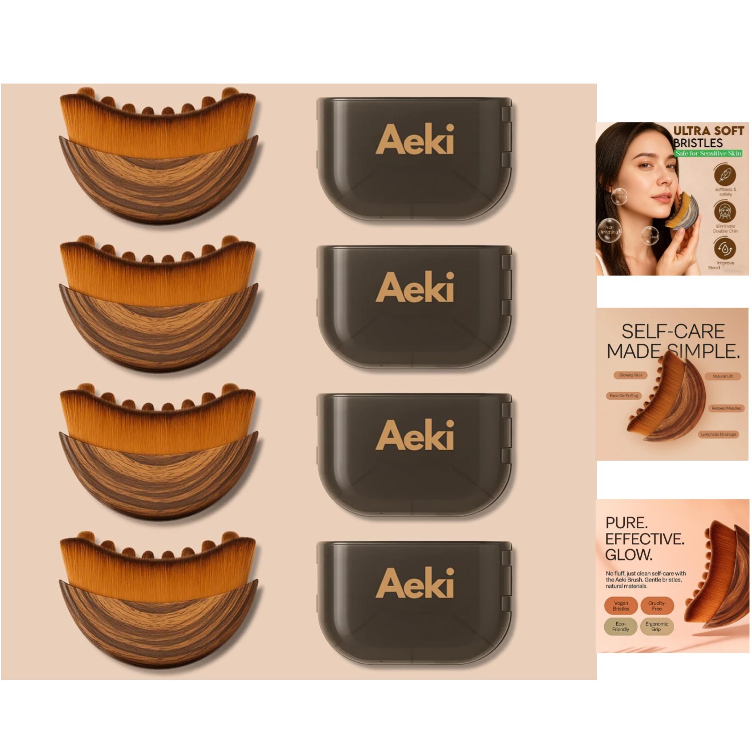 Ergonomic Sculpting Face Brush 4 Set – Perfect for All Skin Types & Travel