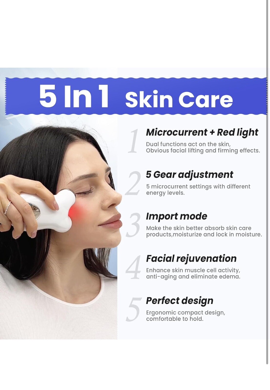 Microcurrent Facial Device,Latest Red Light Technology,Enhances The Ability to L
