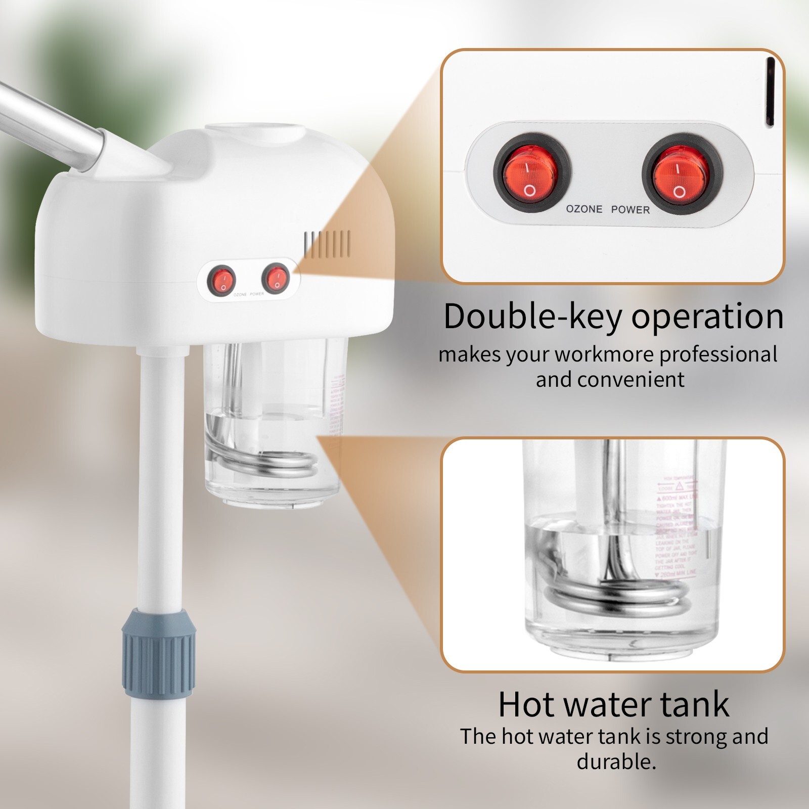 US Pro Facial Steamer 2in1 3X Magnifying Lamp Hot Ozone Machine Spa Salon Beauty